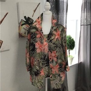 Covington 2-piece semi sheer Tropical button down